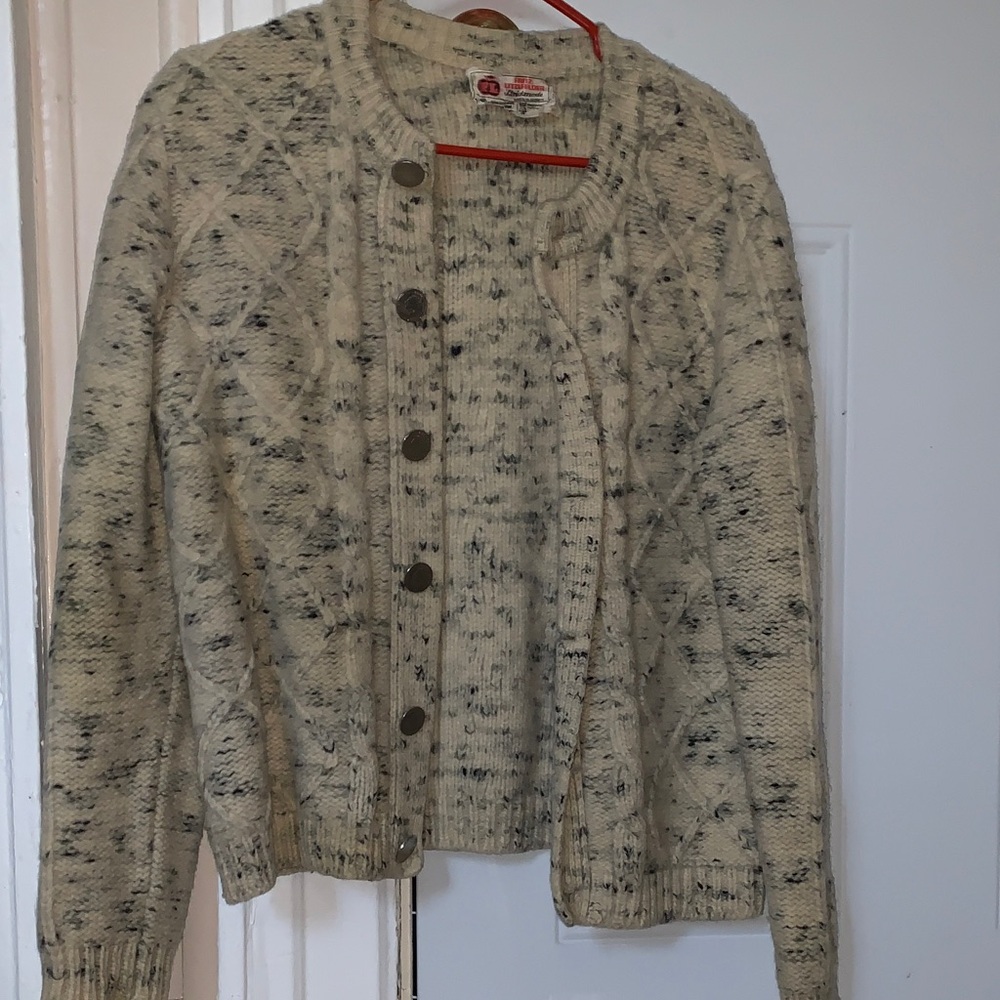 Women's Cream Wool Button-Up Sweater